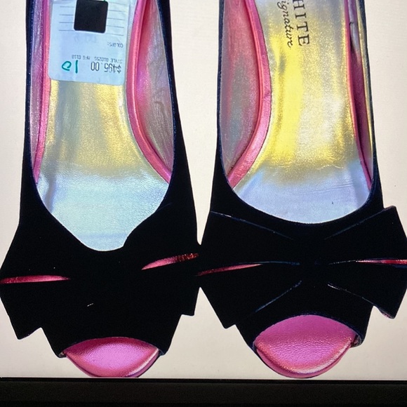 Ron White Gorgeous Black Suede Shimmering Pink Bow Shoes Made in Italy 🇮🇹 - Picture 11 of 15